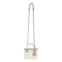 White Textured Calfskin Mini Lady Dior