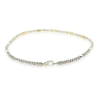 Yellow Gold & Sterling Silver  High Bar Station Caviar Necklace