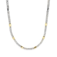 Yellow Gold & Sterling Silver  High Bar Station Caviar Necklace