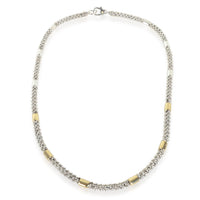 Yellow Gold & Sterling Silver  High Bar Station Caviar Necklace