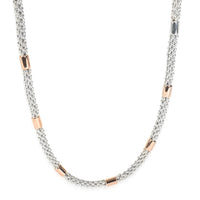 Rose Gold & Sterling Silver  High Bar Station Caviar Necklace