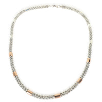 Rose Gold & Sterling Silver  High Bar Station Caviar Necklace
