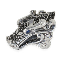 Sterling Silver Sapphire and Spinel Naga Dragon Ring