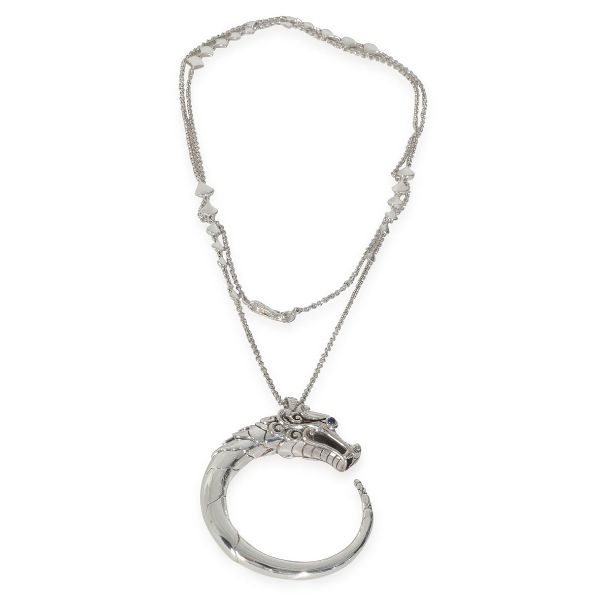 Sterling Silver Sapphire and Spinel Naga Dragon Pendant