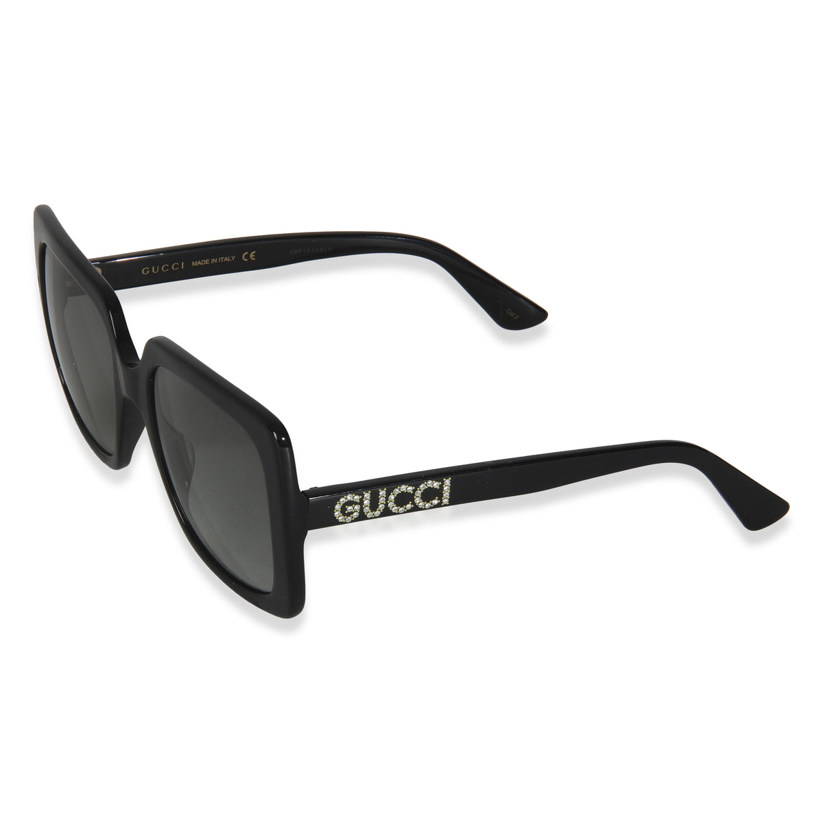 Black Acetate Crystal Logo Oversized Square Sunglasses