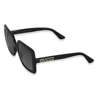 Black Acetate Crystal Logo Oversized Square Sunglasses