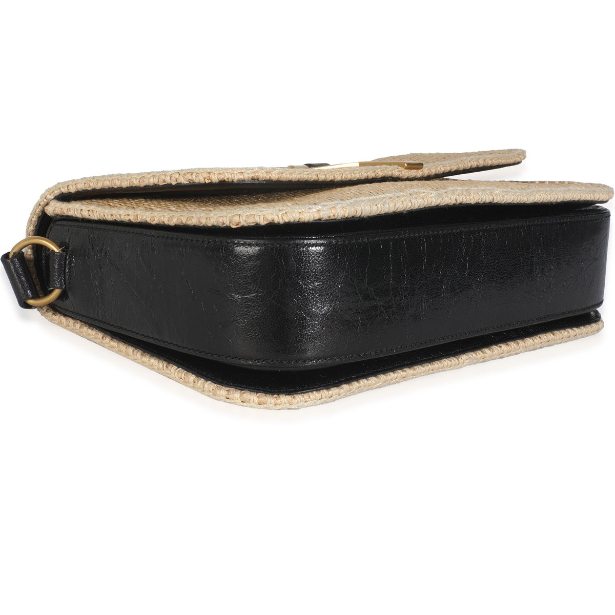 Beige Wicker Y Logo Shoulder Bag