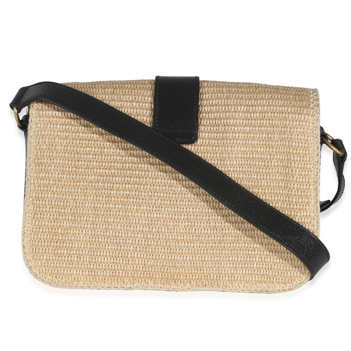 Beige Wicker Y Logo Shoulder Bag