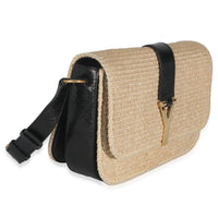 Beige Wicker Y Logo Shoulder Bag