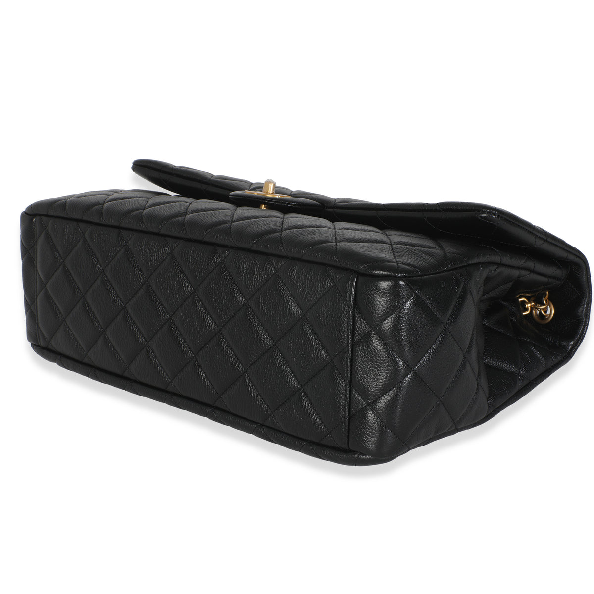 Black Quilted Calfskin Airline XXL Travel Flap Bag