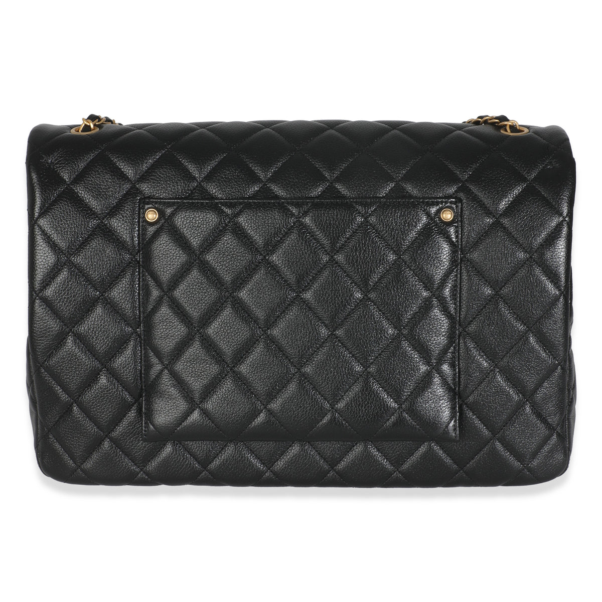 Black Quilted Calfskin Airline XXL Travel Flap Bag