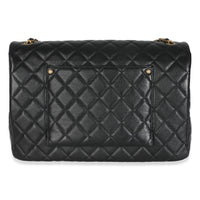 Black Quilted Calfskin Airline XXL Travel Flap Bag