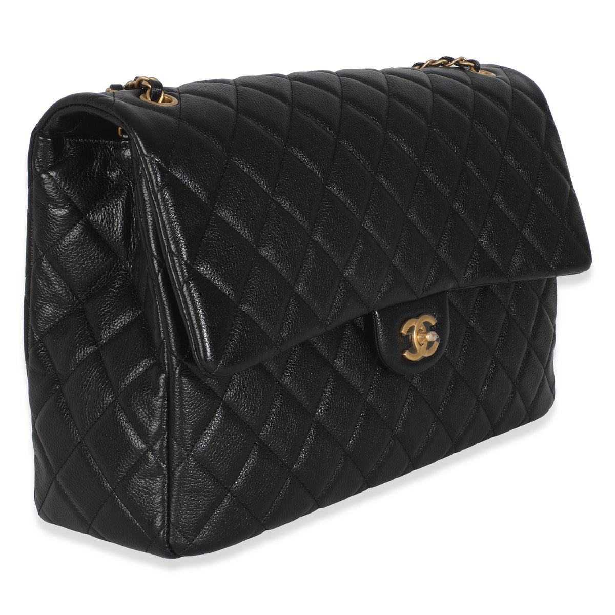 Black Quilted Calfskin Airline XXL Travel Flap Bag