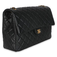 Black Quilted Calfskin Airline XXL Travel Flap Bag