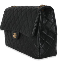 Black Quilted Calfskin Airline XXL Travel Flap Bag
