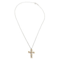 Yellow Gold & Platinum Diamond Schlumberger 16 Stone Cross Pendant
