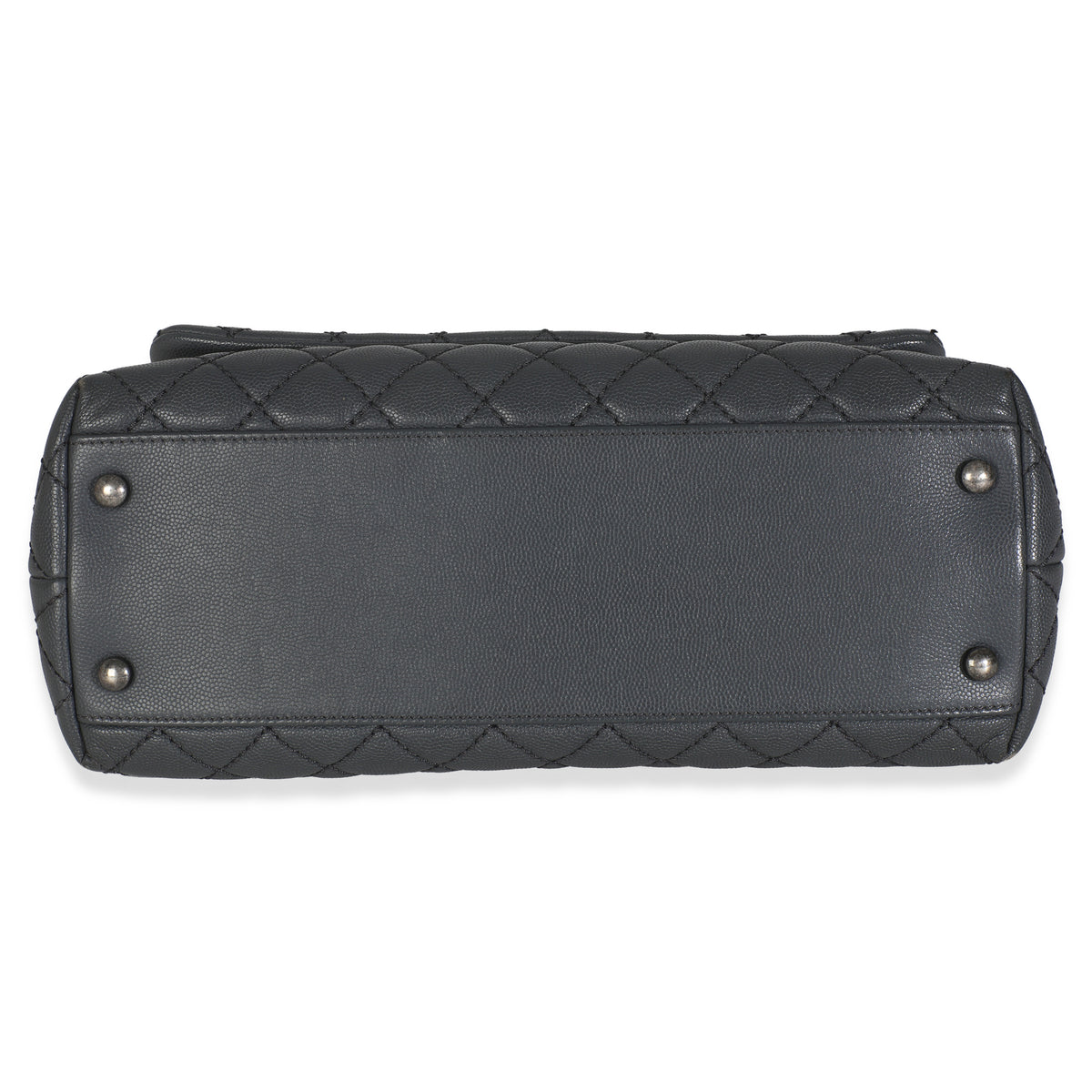 Grey Quilted Caviar Coco Top Handle Handbag