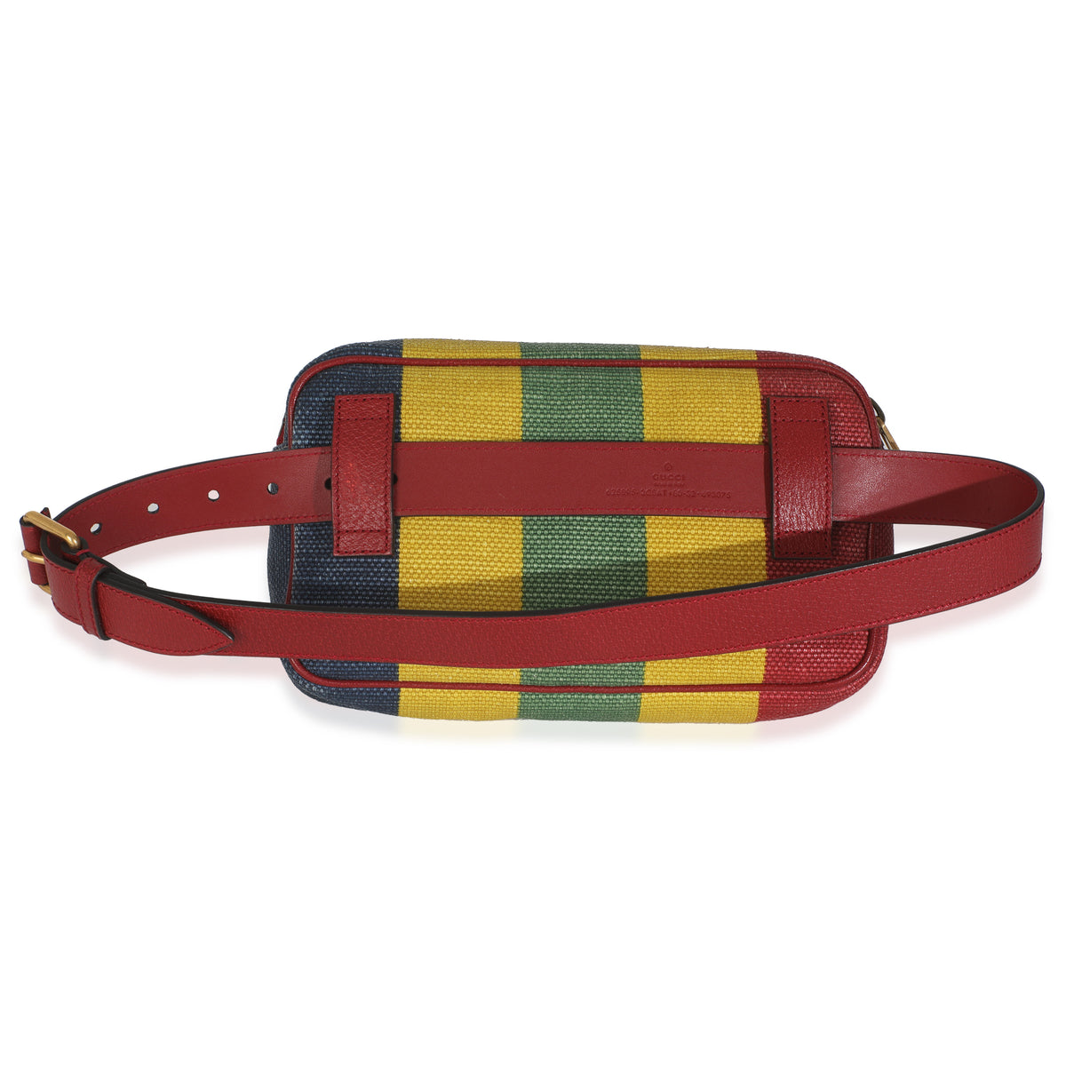 Multicolor Striped Canvas Leather Script Logo Belt Bag