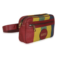 Multicolor Striped Canvas Leather Script Logo Belt Bag