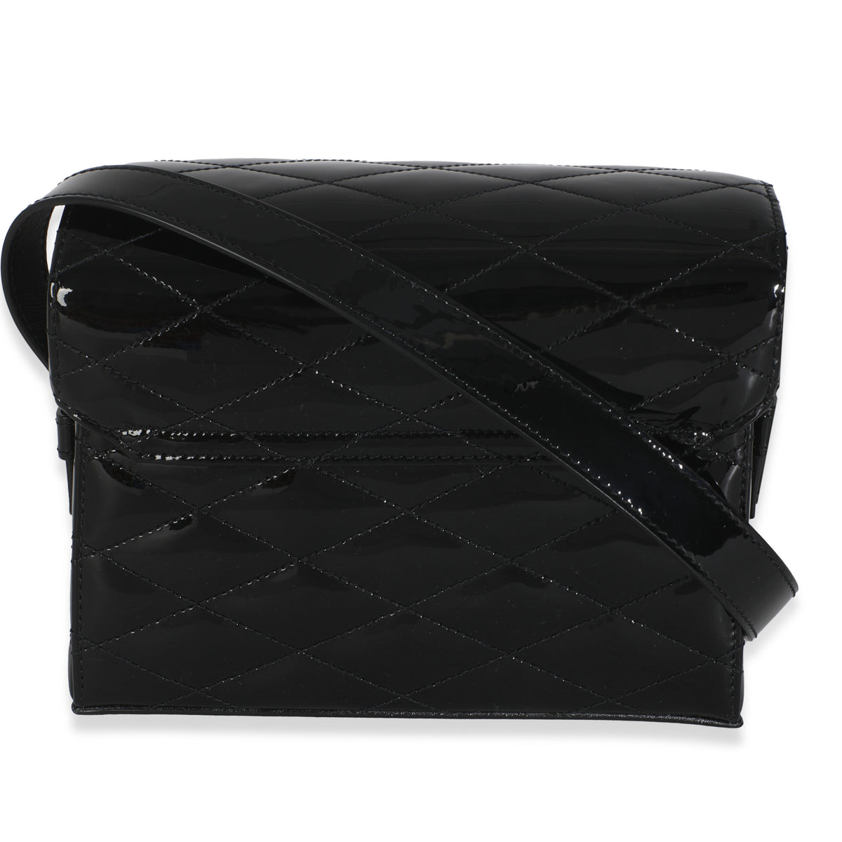 Black Patent Matelasse Monogram June Box Bag