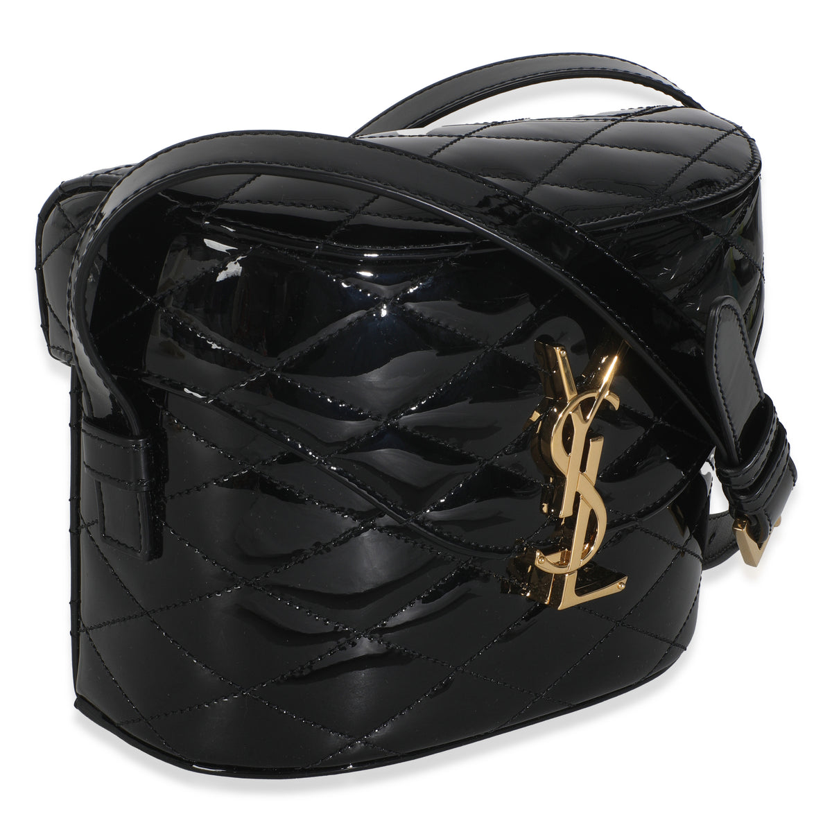 Black Patent Matelasse Monogram June Box Bag