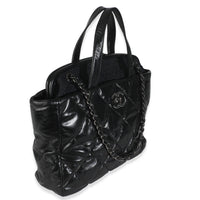 Black Tweed Quilted Calfskin Portobello Frame Tote