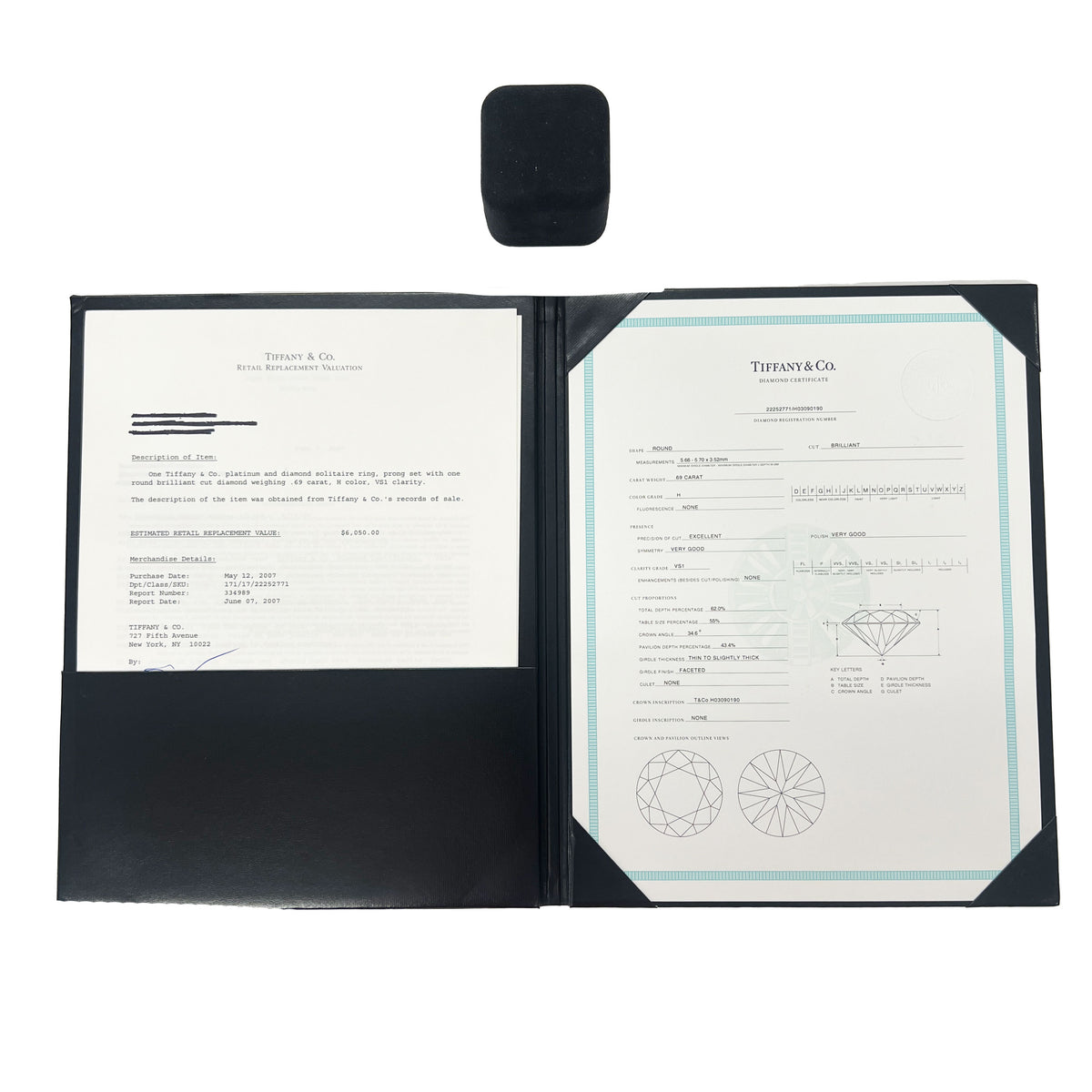 0.69 ct Round Brilliant Diamond Engagement Ring