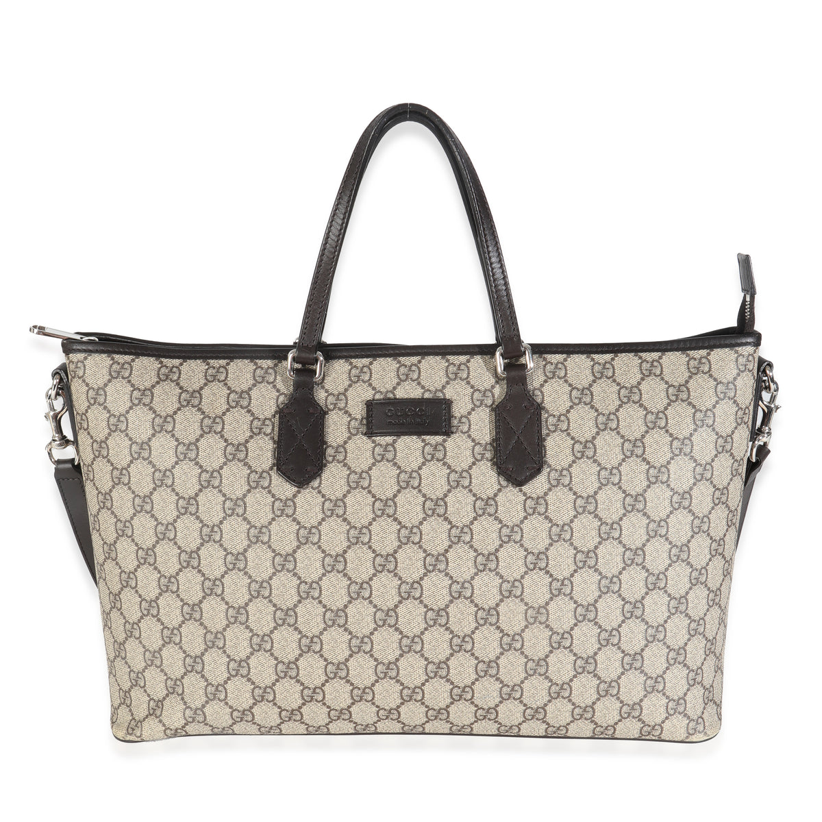 Beige GG Supreme Monogram Medium Zippered Tote