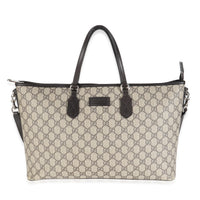 Beige GG Supreme Monogram Medium Zippered Tote