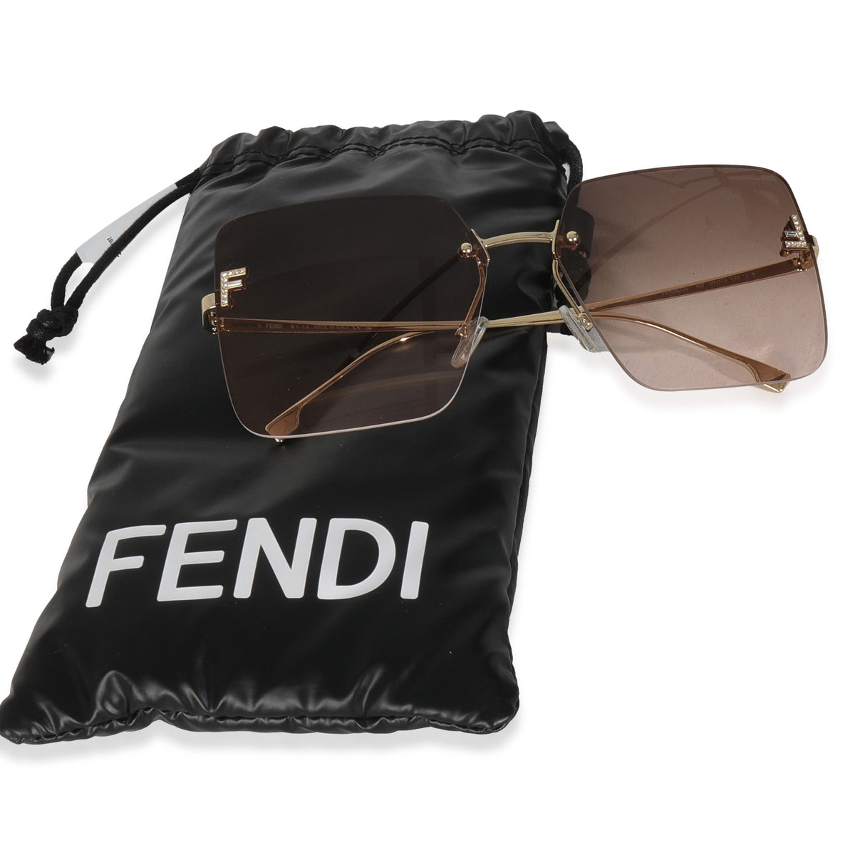Gold Metal Fendi First Rimless Sunglasses