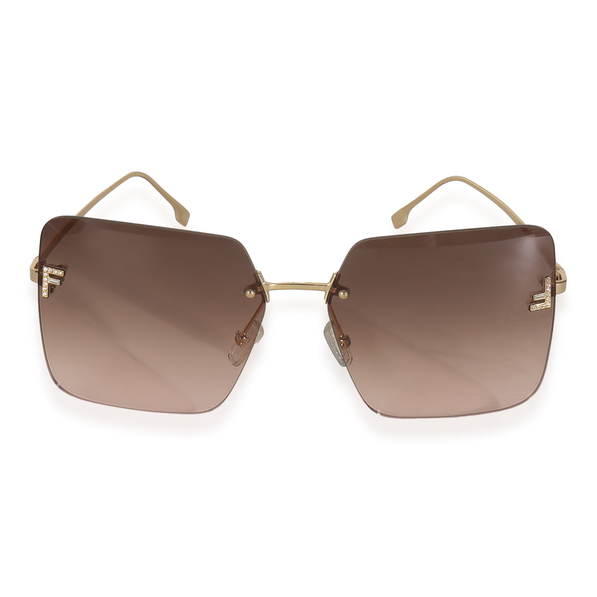 Gold Metal Fendi First Rimless Sunglasses