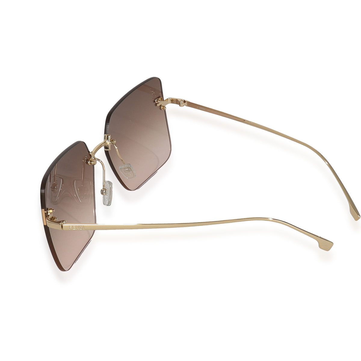 Gold Metal Fendi First Rimless Sunglasses
