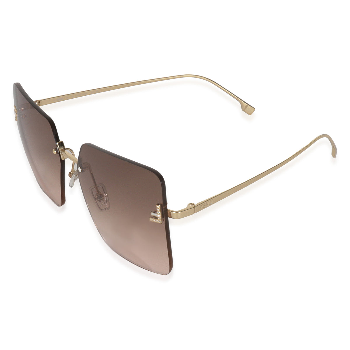 Gold Metal Fendi First Rimless Sunglasses