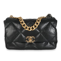 Black Shiny Lambskin Large Chanel 19 Flap Bag
