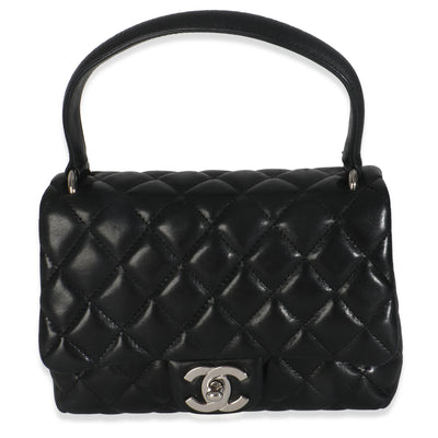 Vintage Black Quilted Lambskin Small Kelly Flap Bag