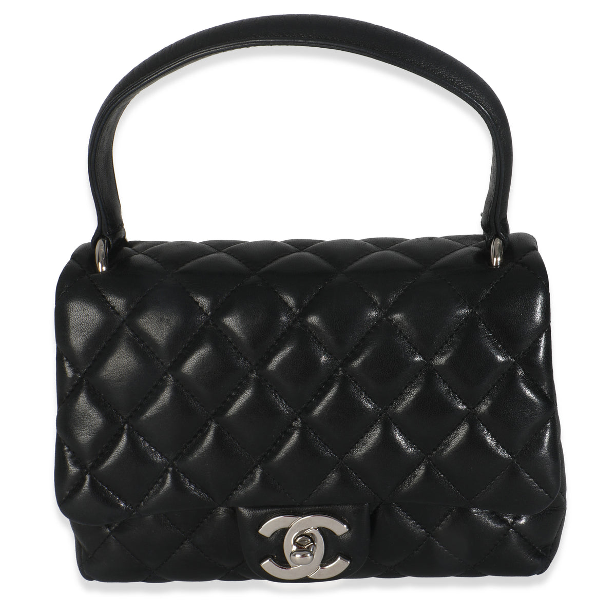 Vintage Black Quilted Lambskin Small Kelly Flap Bag