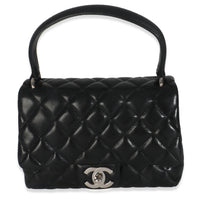 Vintage Black Quilted Lambskin Small Kelly Flap Bag