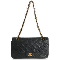 Vintage 24K Black Quilted Lambskin Medium Classic Double Flap Bag