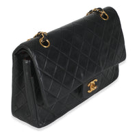 Vintage 24K Black Quilted Lambskin Medium Classic Double Flap Bag