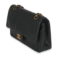 Vintage 24K Black Quilted Lambskin Medium Classic Double Flap Bag