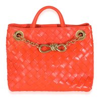 Bottega Veneta Orange Nappa Intrecciato Small Andiamo With Chain Handbag fv