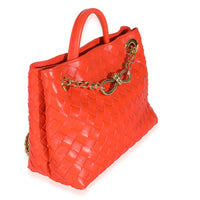 Bottega Veneta Orange Nappa Intrecciato Small Andiamo With Chain Handbag pv