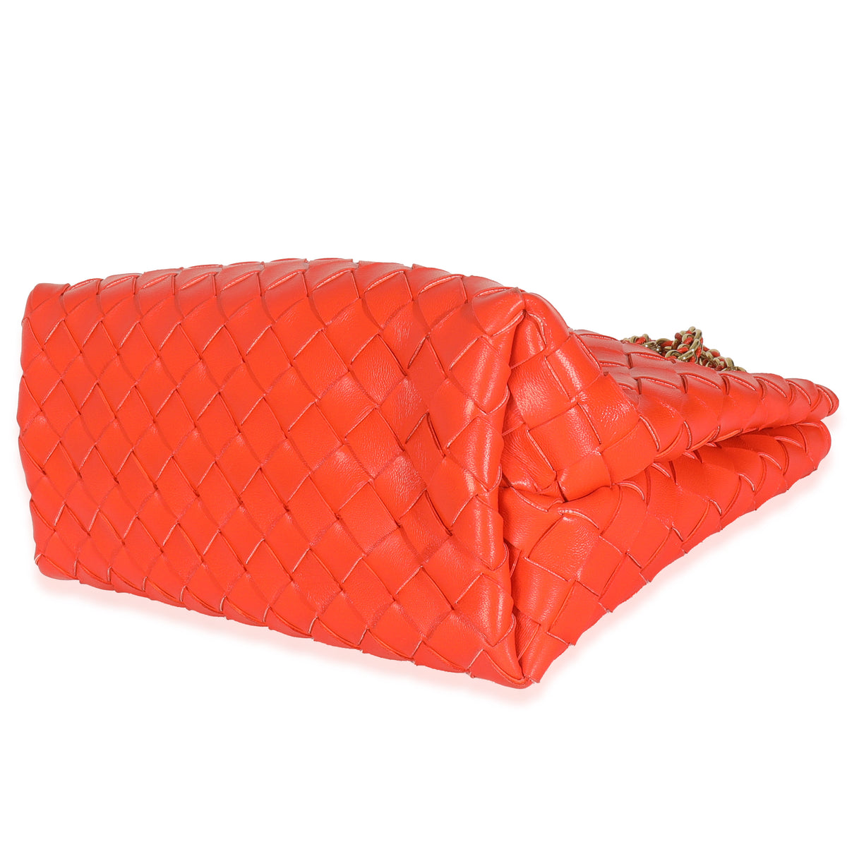 Orange Nappa Intrecciato Small Andiamo With Chain