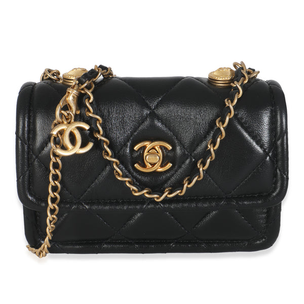 Chanel Black Shiny Lambskin Quilted Extra Mini Flap Bag | myGemma