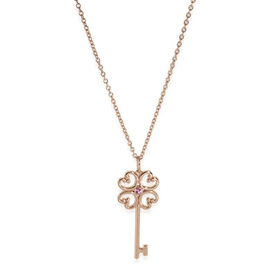 Rose Gold Sapphire Quatrefoil Key Pendant