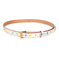 White Monogram Multicolor Canvas Buckle Belt 90/36