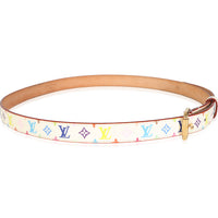 White Monogram Multicolor Canvas Buckle Belt 90/36