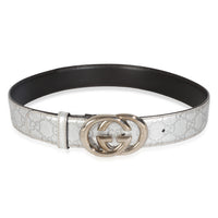 Silver Metallic Guccissima Interlocking G Belt 80/32