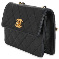 Vintage 24K Black Quilted Lambskin Extra Mini Flap Bag