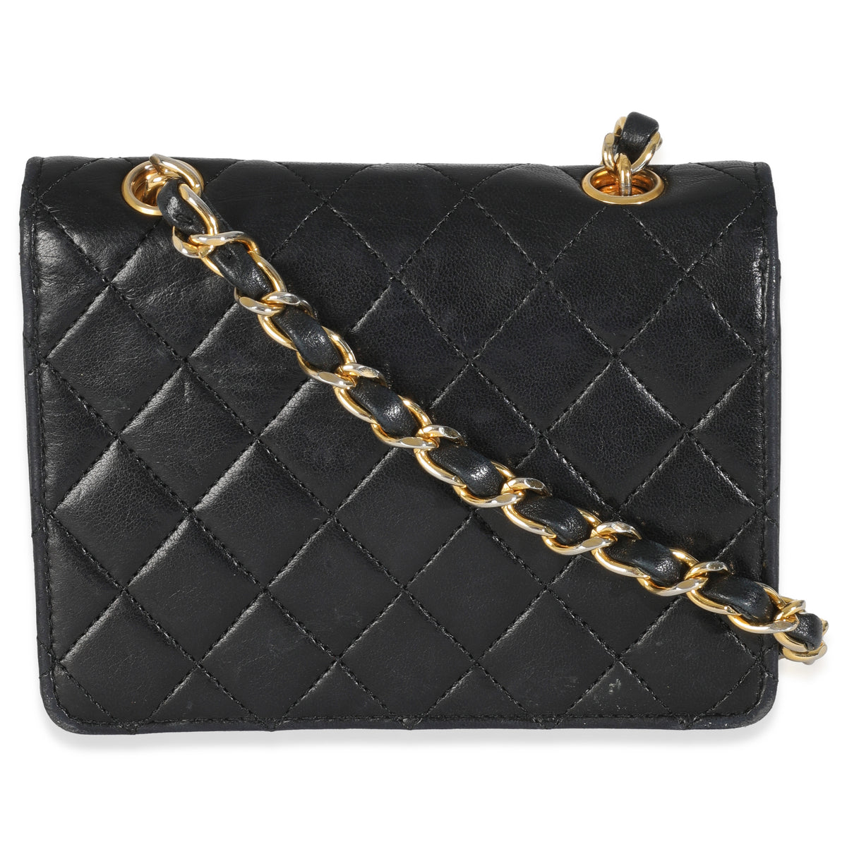 Vintage 24K Black Quilted Lambskin Extra Mini Flap Bag